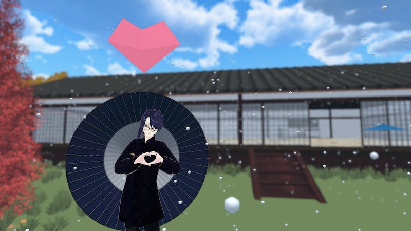 名残紅葉と細雪舞う邸宅のアイキャッチ画像